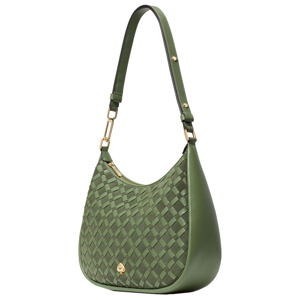Kate Spade Kayla Woven Leather Large Shoulder Bag Cedar Stand # KM150