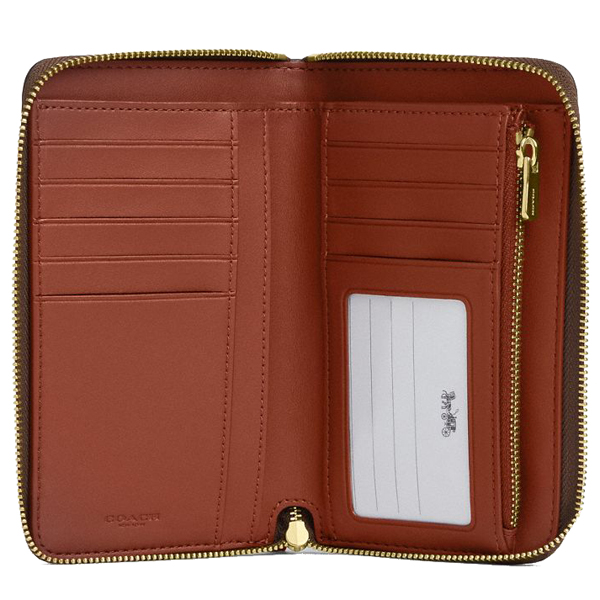 Coach Medium Id Zip Wallet In Signature Canvas With Varsity Stripe Tan Multi # CBO79