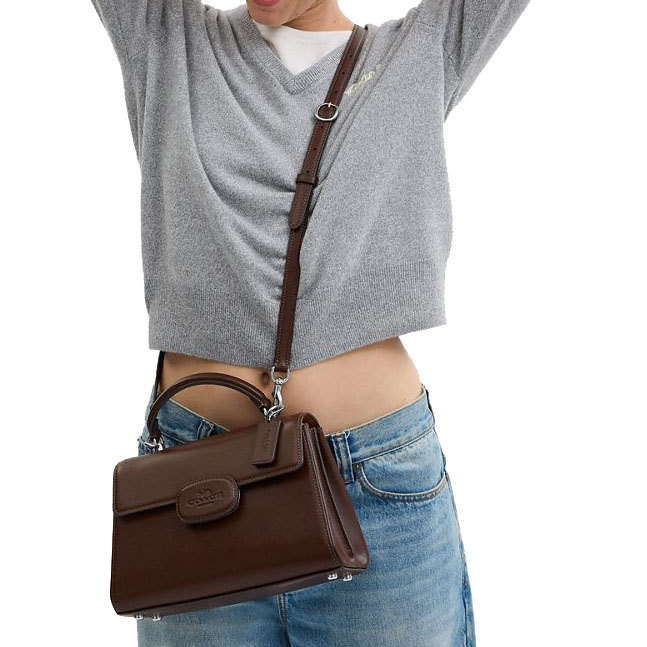 Coach Eliza Top Handle Bag Silver Maple # CT852
