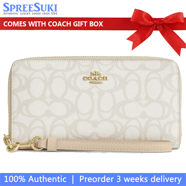 Coach Long Zip Around Wallet In Sketch Signature Canvas Ivory # CBO02