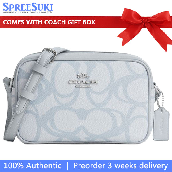 Coach Mini Jamie Camera Bag In Sketch Signature Canvas Silver Ice Blue # CBL94