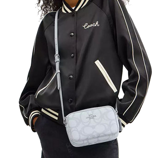 Coach Mini Jamie Camera Bag In Sketch Signature Canvas Silver Ice Blue # CBL94
