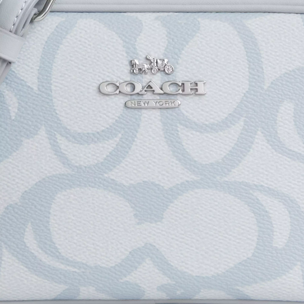 Coach Mini Jamie Camera Bag In Sketch Signature Canvas Silver Ice Blue # CBL94