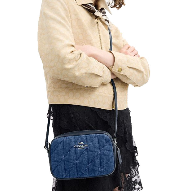 Coach Mini Jamie Camera Bag With Quilting Silver Denim # CAP99