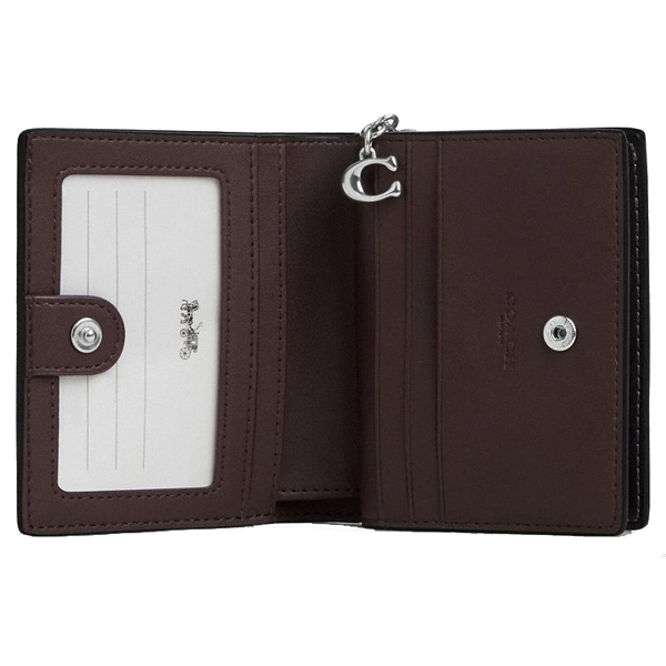 Coach Snap Wallet With Floral Print Silver Chalk Black Multi # CBO76