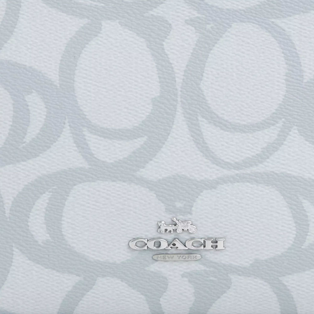 Coach Slim Crossbody Bag In Sketch Signature Canvas Silver Ice Blue # CBL93