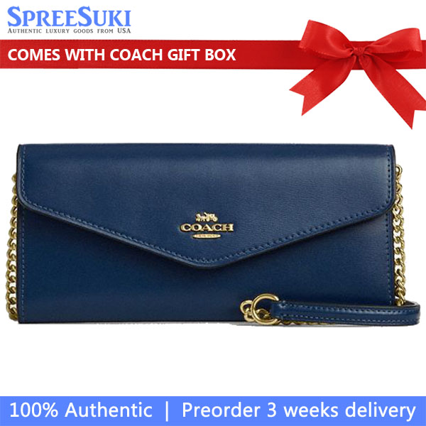 Coach Klare Wallet With Chain Deep Blue # CBI22