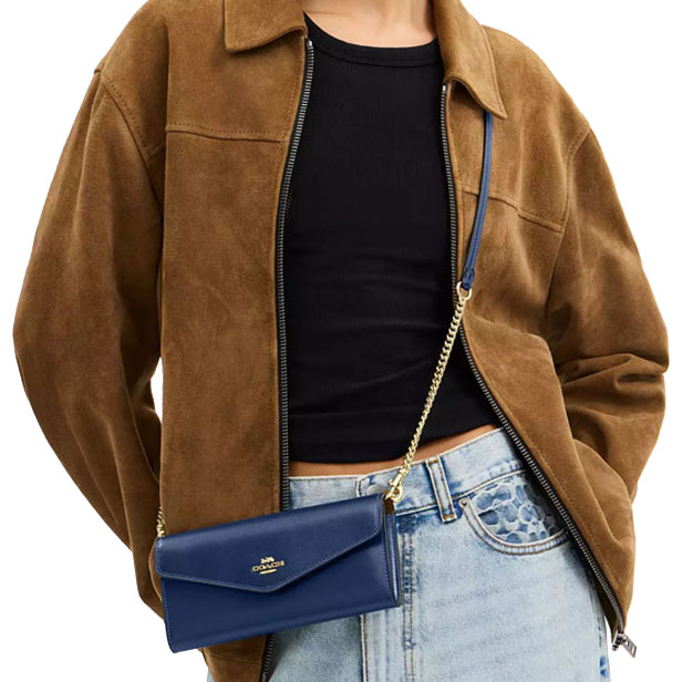 Coach Klare Wallet With Chain Deep Blue # CBI22