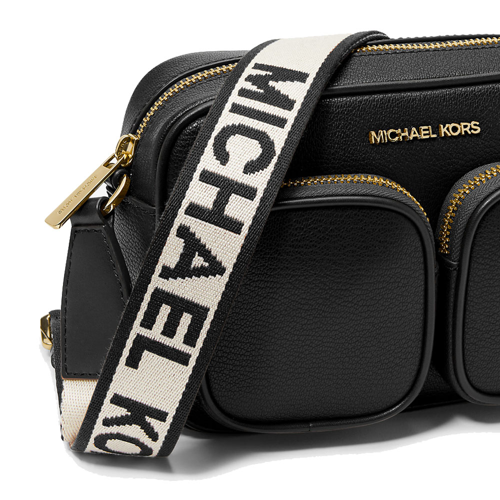 Michael Kors Jet Set Medium Leather Crossbody Bag With Case For Apple Airpods Pro® Black # 35S2GTTC6L