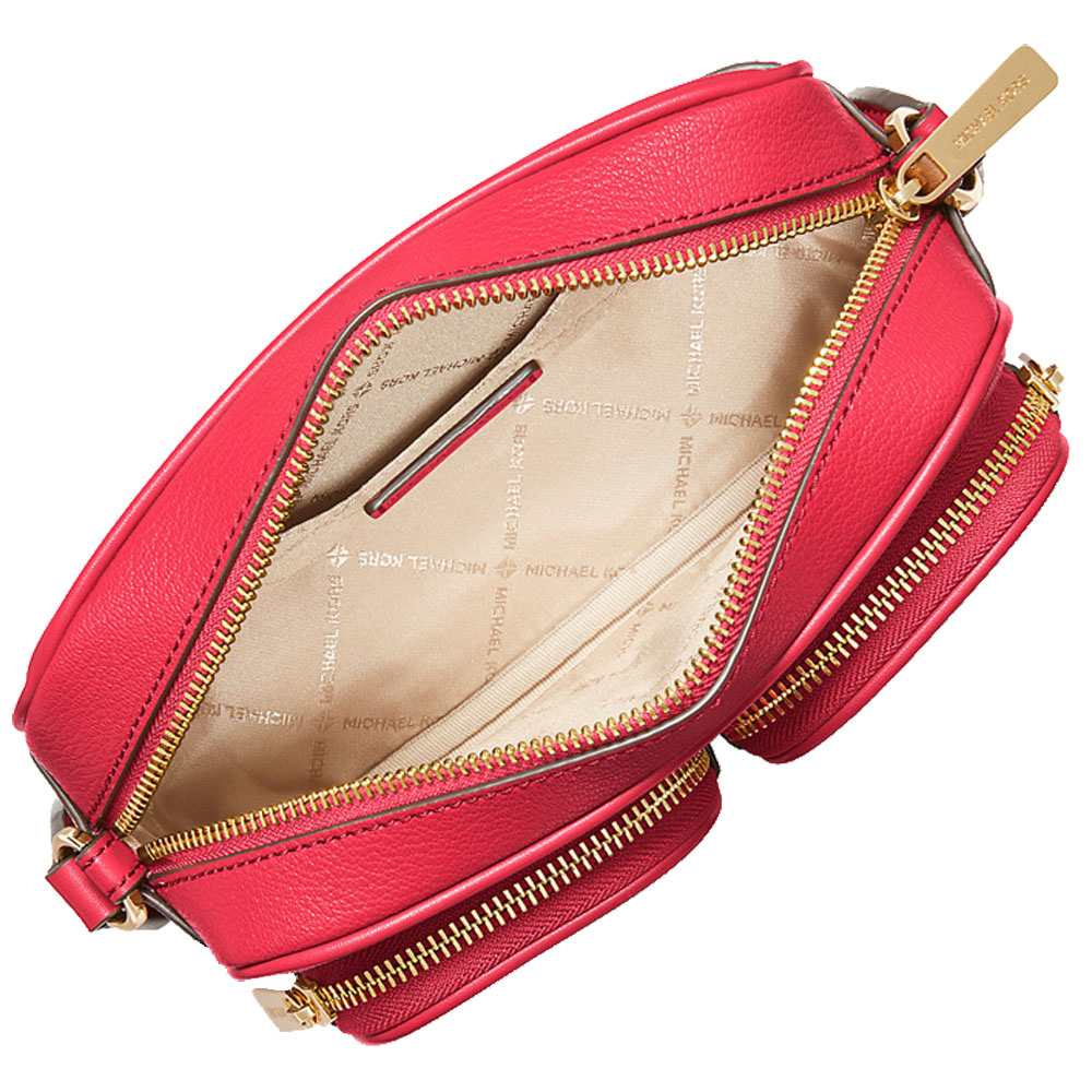 Michael Kors Jet Set Medium Leather Crossbody Bag With Case For Apple Airpods Pro® Bright Red # 35S2GTTC6L