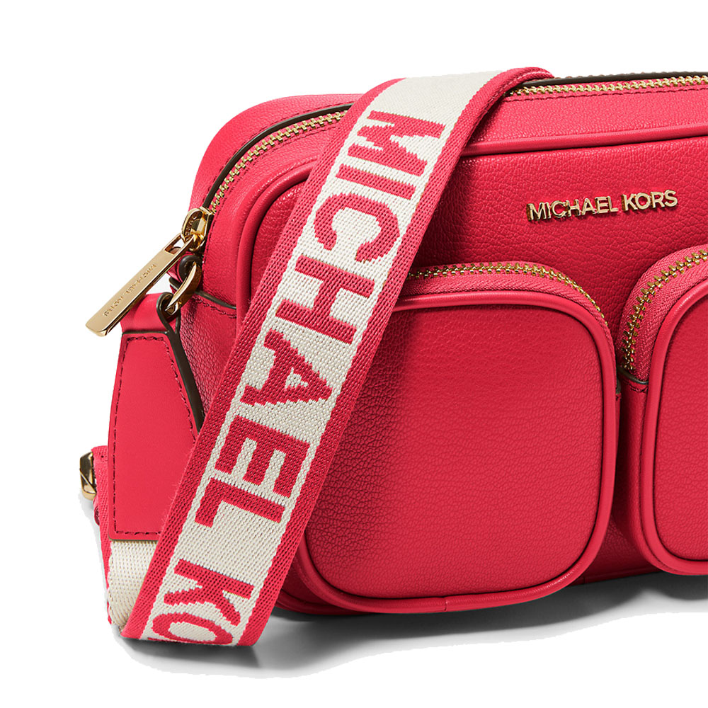 Michael Kors Jet Set Medium Leather Crossbody Bag With Case For Apple Airpods Pro® Bright Red # 35S2GTTC6L