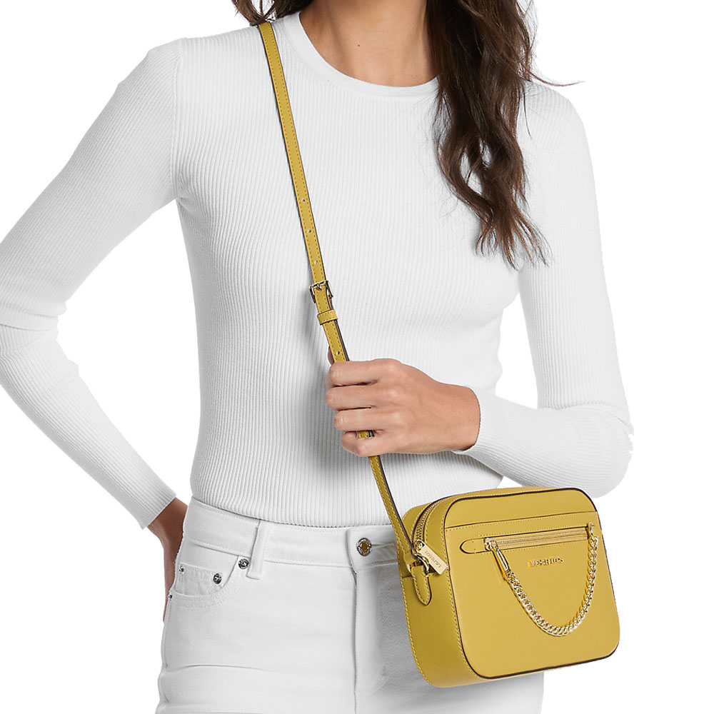 Michael Kors Crossbody Bag Jet Set Item Large East West Chain Crossbody Honey # 35S1GTTC7L