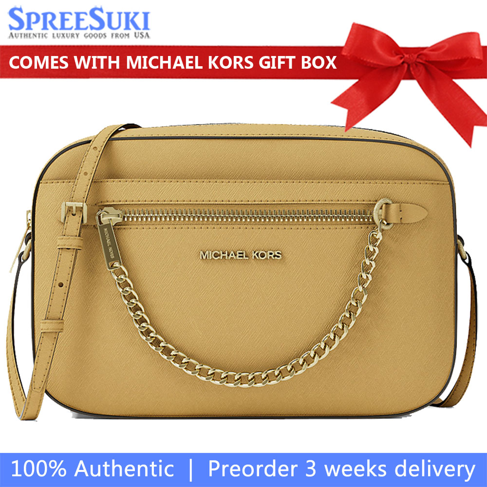 Michael Kors Crossbody Bag Jet Set Item Large East West Chain Crossbody Honey # 35S1GTTC7L