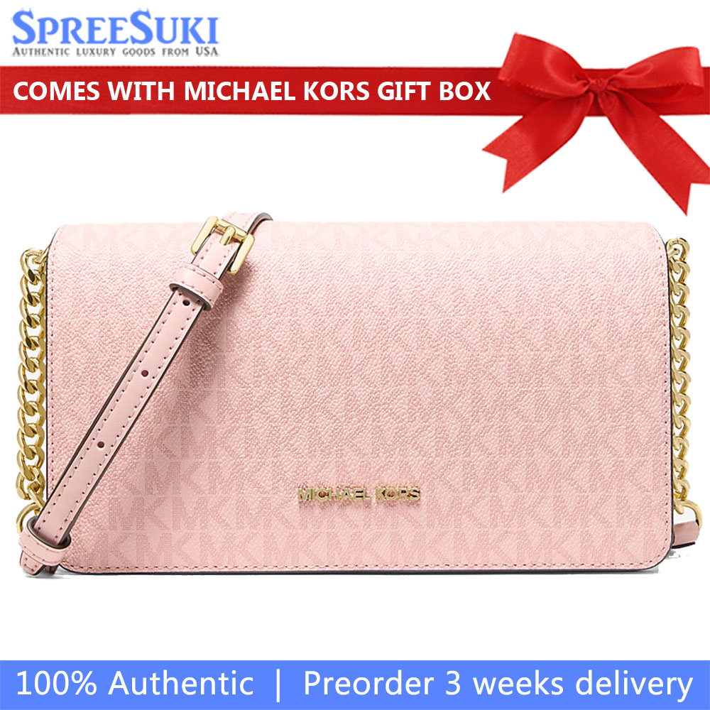Michael Kors Jet Set Medium Signature Logo Crossbody Bag Powder Blush # 35F5GTVC8V