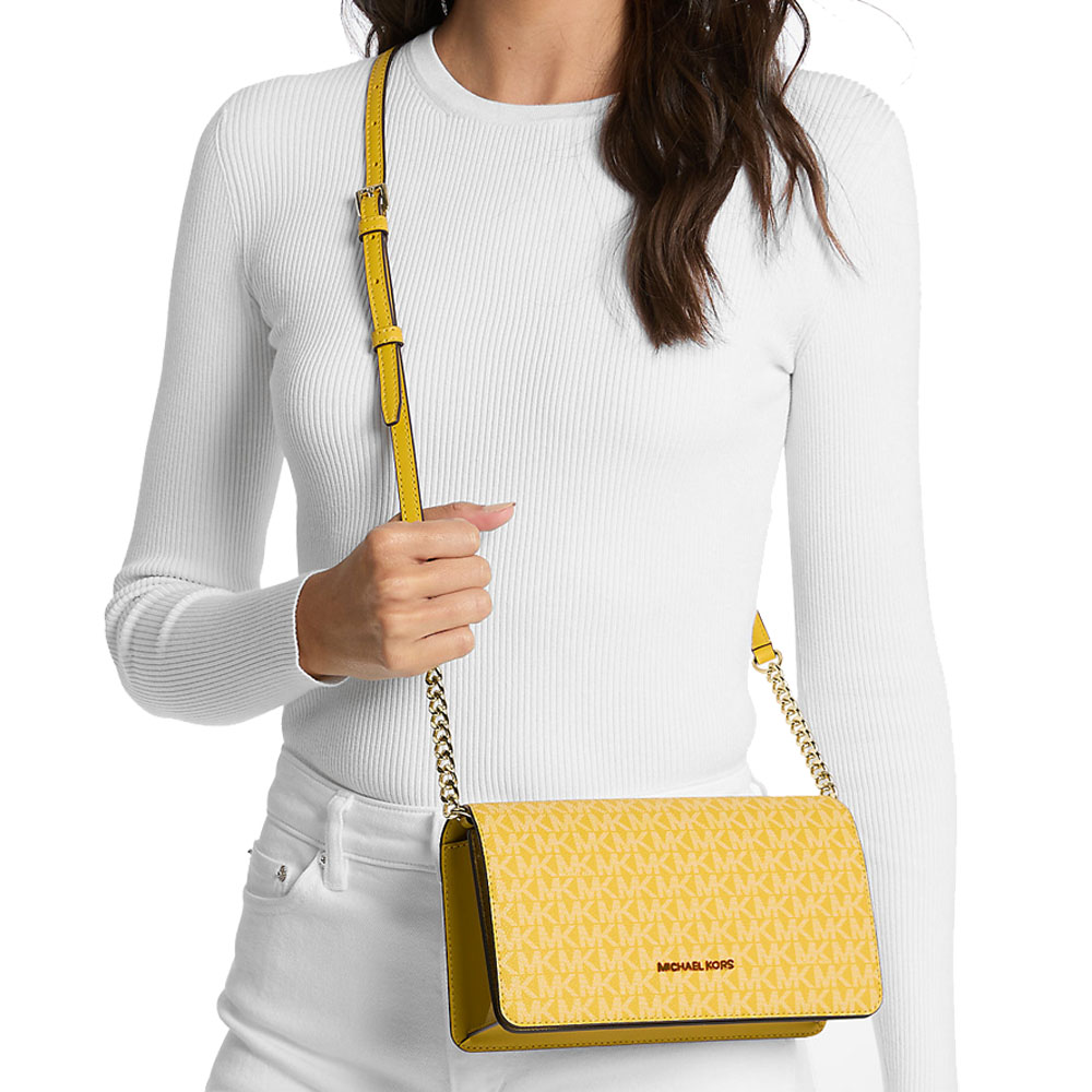 Michael Kors Jet Set Medium Signature Logo Crossbody Bag Honey # 35F5GTVC8V