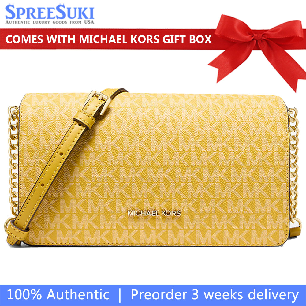 Michael Kors Jet Set Medium Signature Logo Crossbody Bag Honey # 35F5GTVC8V