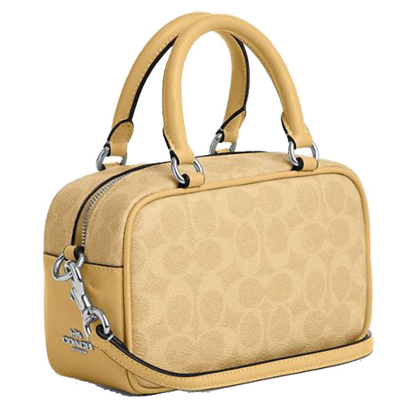Coach Coach X Peanuts Satchel Crossbody Bag In Signature Canvas With Charlie Brown Silver Hay Multi # CBJ63
