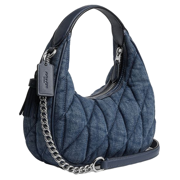 Coach Carmen Mini Crossbody Bag With Quilting Silver Denim # CAK89