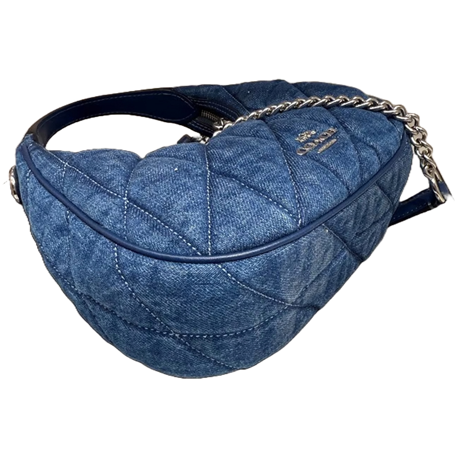 Coach Carmen Mini Crossbody Bag With Quilting Silver Denim # CAK89
