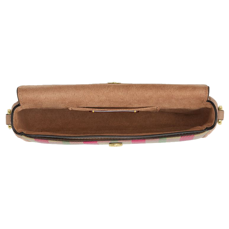 Coach Hailey Flap Bag With Plaid Print Pink Multi # CBI56