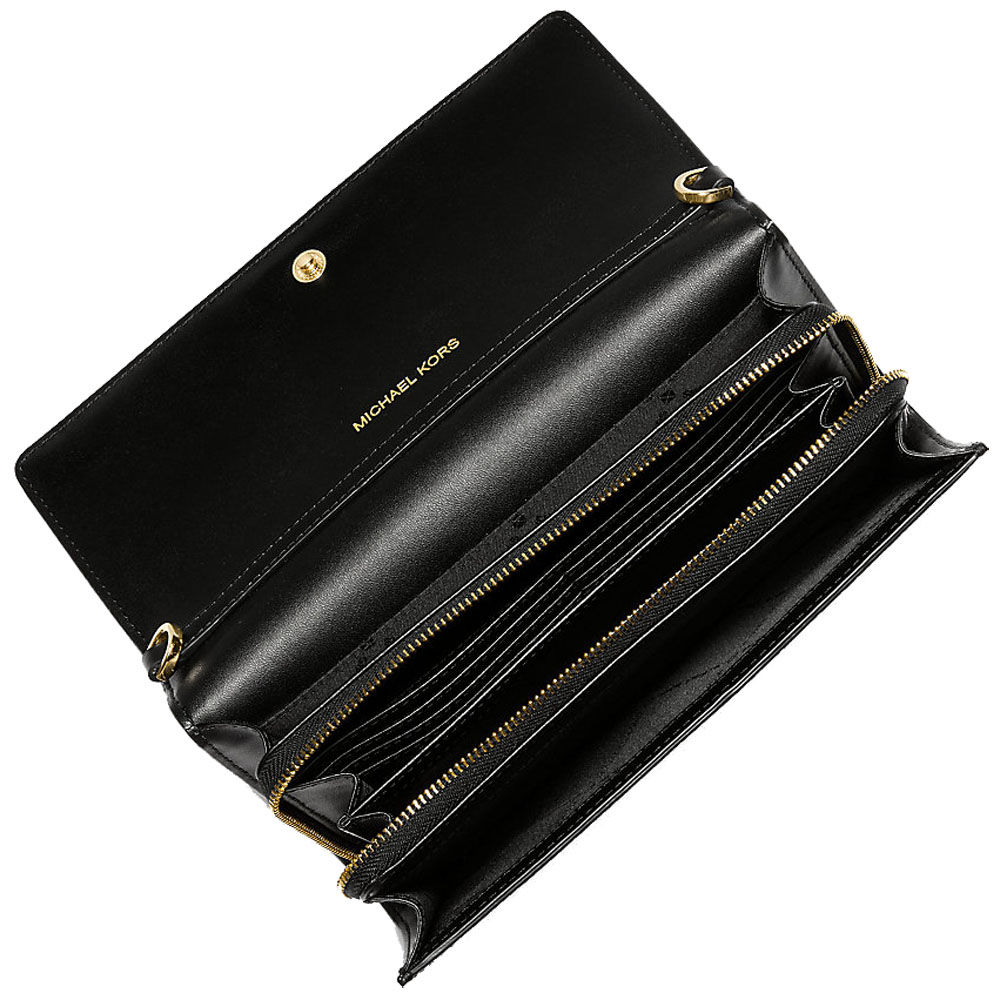 Michael Kors Jet Set Large Leather Crossbody Bag Black # 35F2GTTC8L
