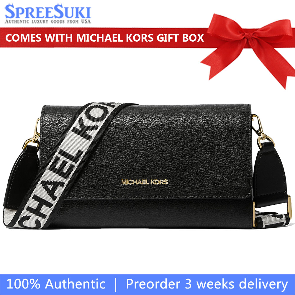 Michael Kors Jet Set Large Leather Crossbody Bag Black # 35F2GTTC8L