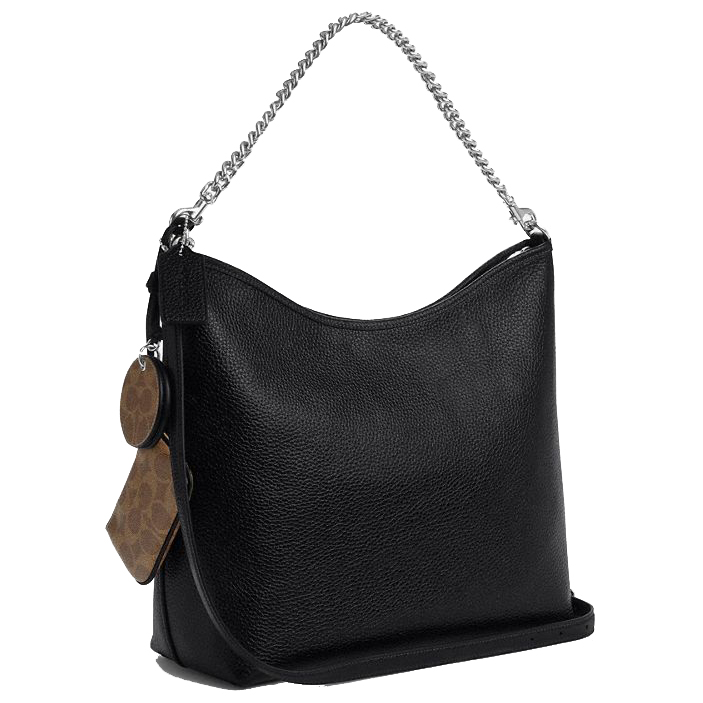 Coach Laurel Large Shoulder Bag With Mirror Charm And Pouch Sv Black Tan # CBI93