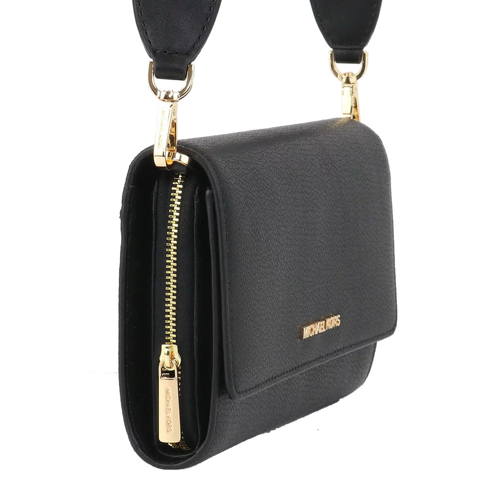 Michael Kors Jet Set Large Leather Crossbody Bag Black # 35F2GTTC8L