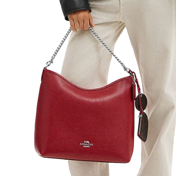 Coach Laurel Large Shoulder Bag With Mirror Charm And Pouch Sv Dark Cardinal Walnut # CBI93