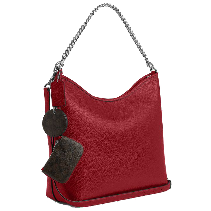 Coach Laurel Large Shoulder Bag With Mirror Charm And Pouch Sv Dark Cardinal Walnut # CBI93