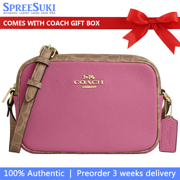 Coach Jamie Camera Bag In Signature Canvas Pink Tan # CBM24