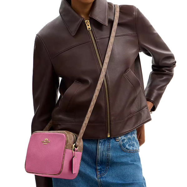 Coach Jamie Camera Bag In Signature Canvas Pink Tan # CBM24