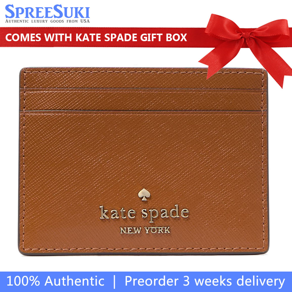 Kate Spade Madison Saffiano Leather Small Card Holder Warm Gingerbread # KI368