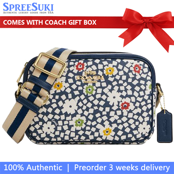 Coach Jamie Camera Bag With Floral Print Deep Blue Multi # CBM22