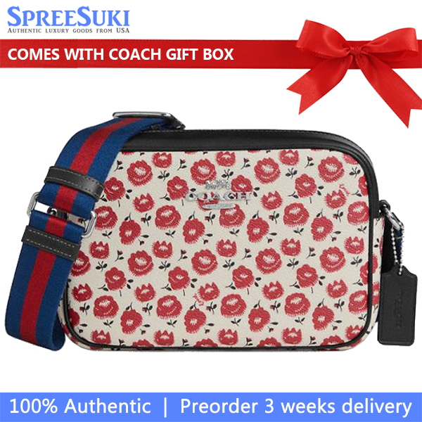 Coach Jamie Camera Bag With Floral Print Silver Chalk Black Multi # CBM21