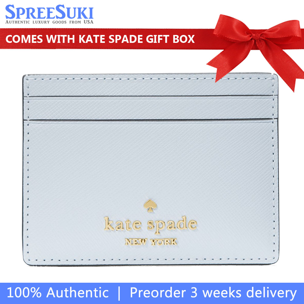 Kate Spade Madison Saffiano Leather Small Card Holder Watercolor Blue # KI368