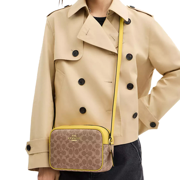 Coach Jamie Camera Bag In Signature Canvas Tan Yellow # CZ186