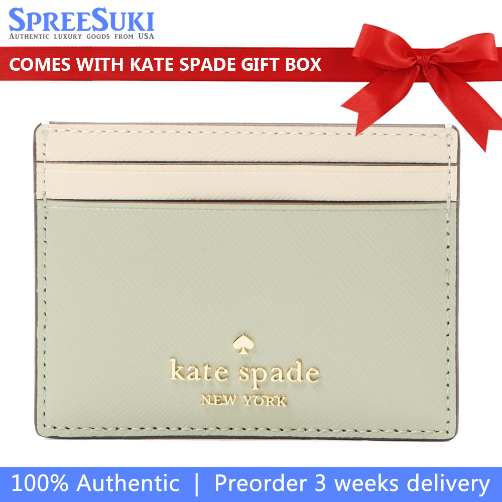 Kate Spade Madison Colorblock Saffiano Small Slim Card Holder Sage Bundle Multi # KI369