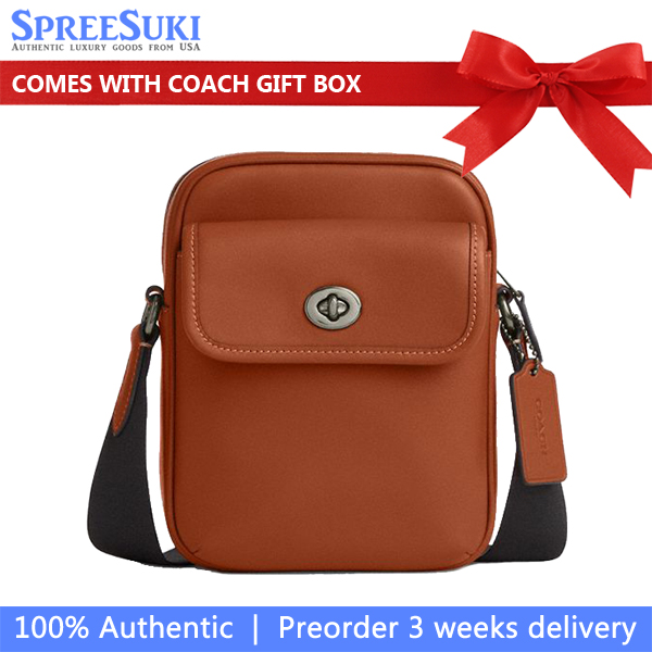 Coach Turnlock Crossbody Bag Gunmetal Tan # CBI25