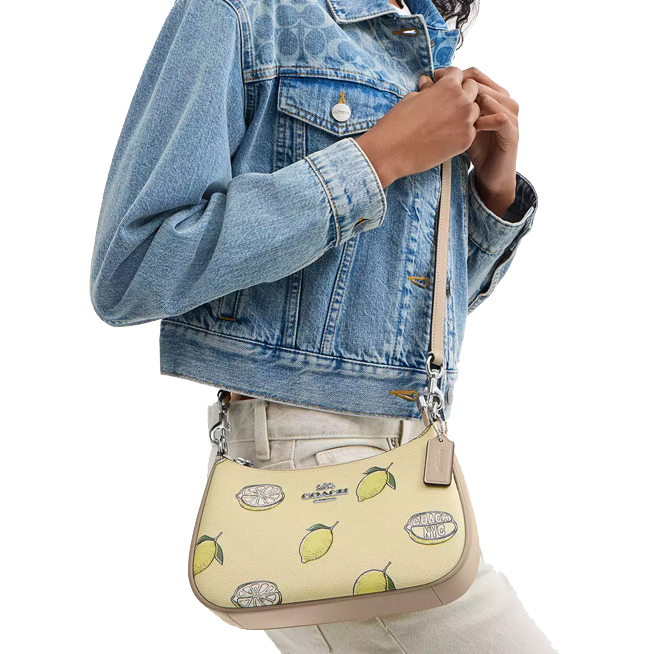Coach Teri Shoulder Bag With Lemon Print Garden Glade Multi # CBA53