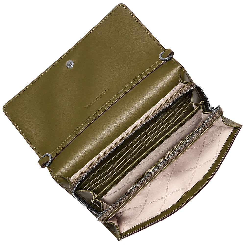 Michael Kors Jet Set Large Ombré Signature Logo Crossbody Bag Olive Combo # 35F5STTC3Y