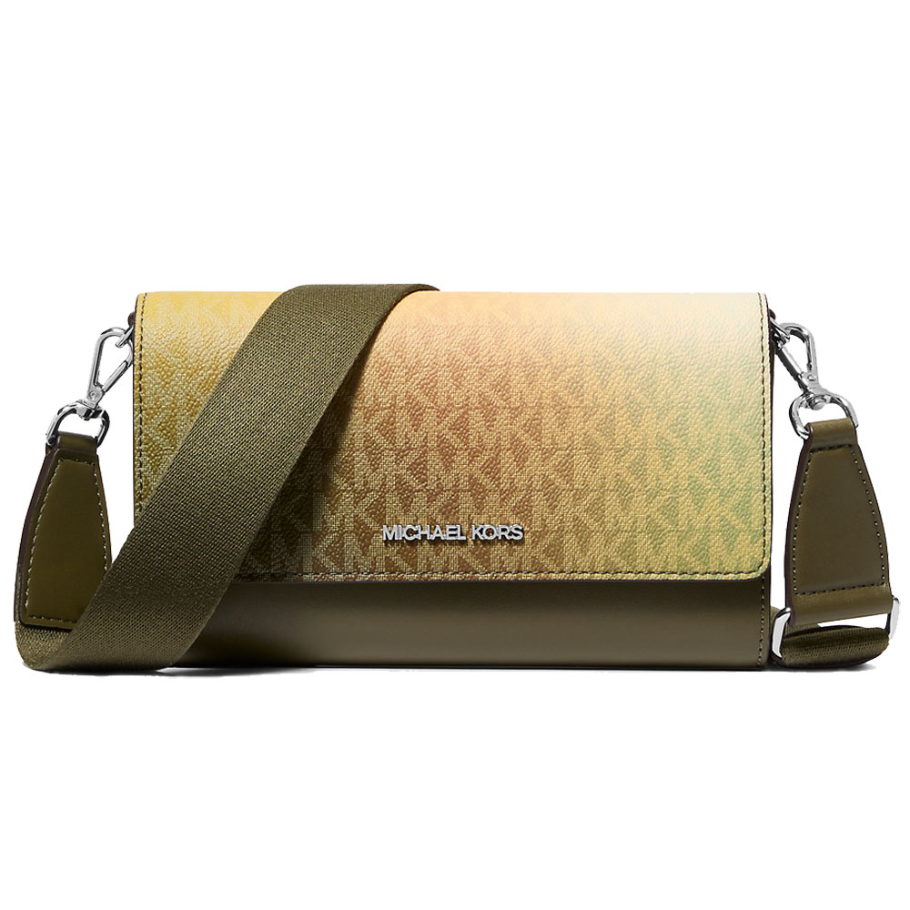 Michael Kors Jet Set Large Ombré Signature Logo Crossbody Bag Olive Combo # 35F5STTC3Y