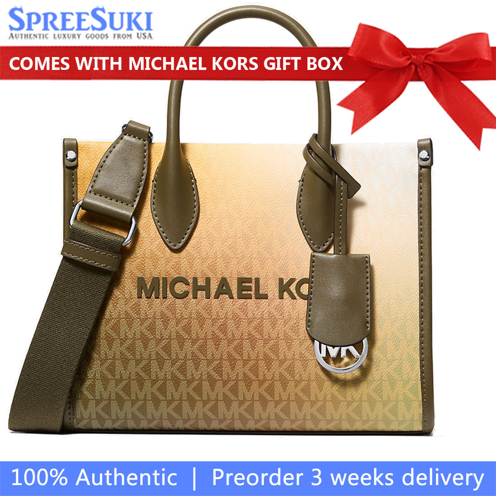 Michael Kors Mirella Small Ombré Signature Logo Crossbody Bag Olive Combo # 35F5S7ZC5B