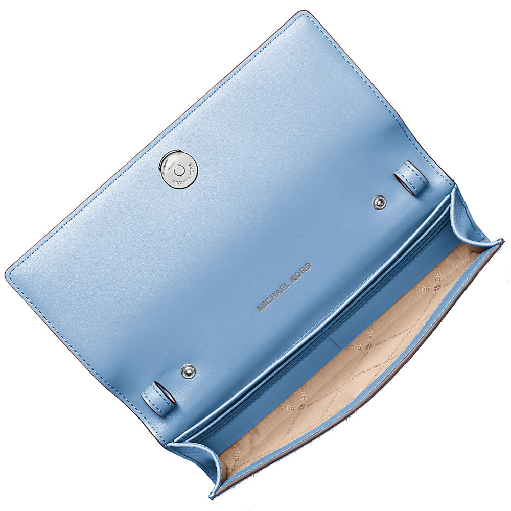 Michael Kors Carson Large Pebbled Leather Convertible Crossbody Bag Light Sky # 35S5S2ZC7L
