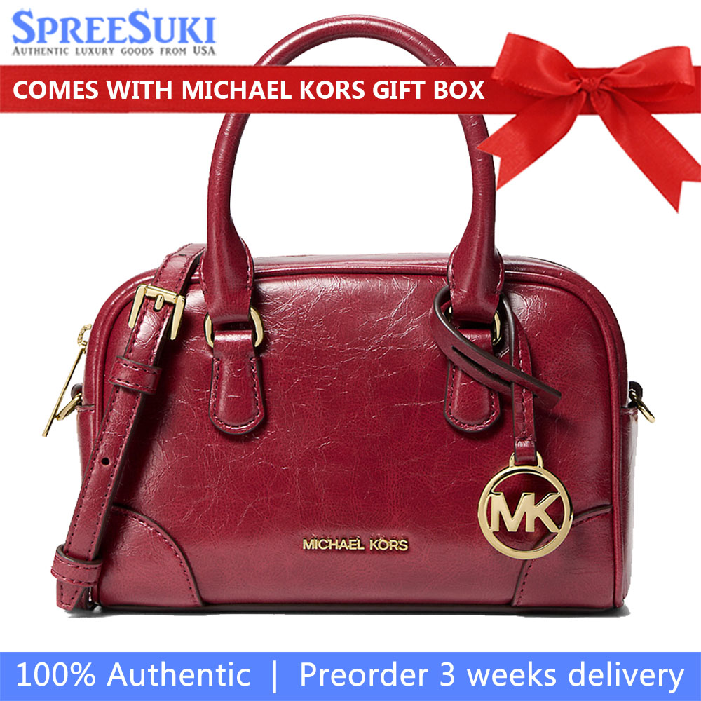 Michael Kors Thompson Extra-Small Distressed Convertible Satchel Cherry # 35F5G7OC0Y