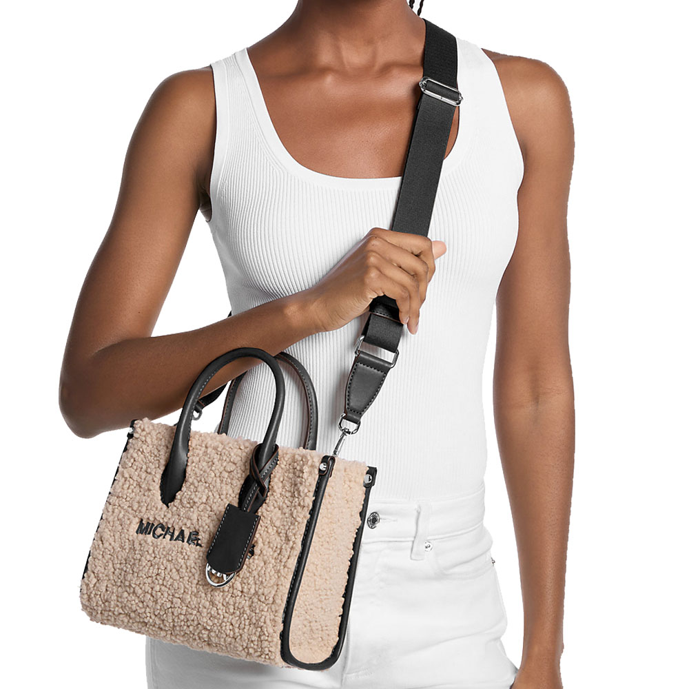 Michael Kors Mirella Small Faux Shearling Crossbody Bag Black # 35F5S7ZC5U
