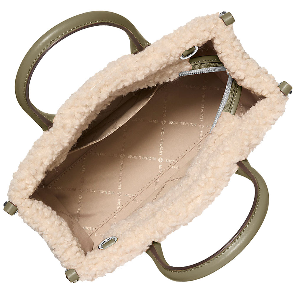 Michael Kors Mirella Small Faux Shearling Crossbody Bag Olive # 35F5S7ZC5U