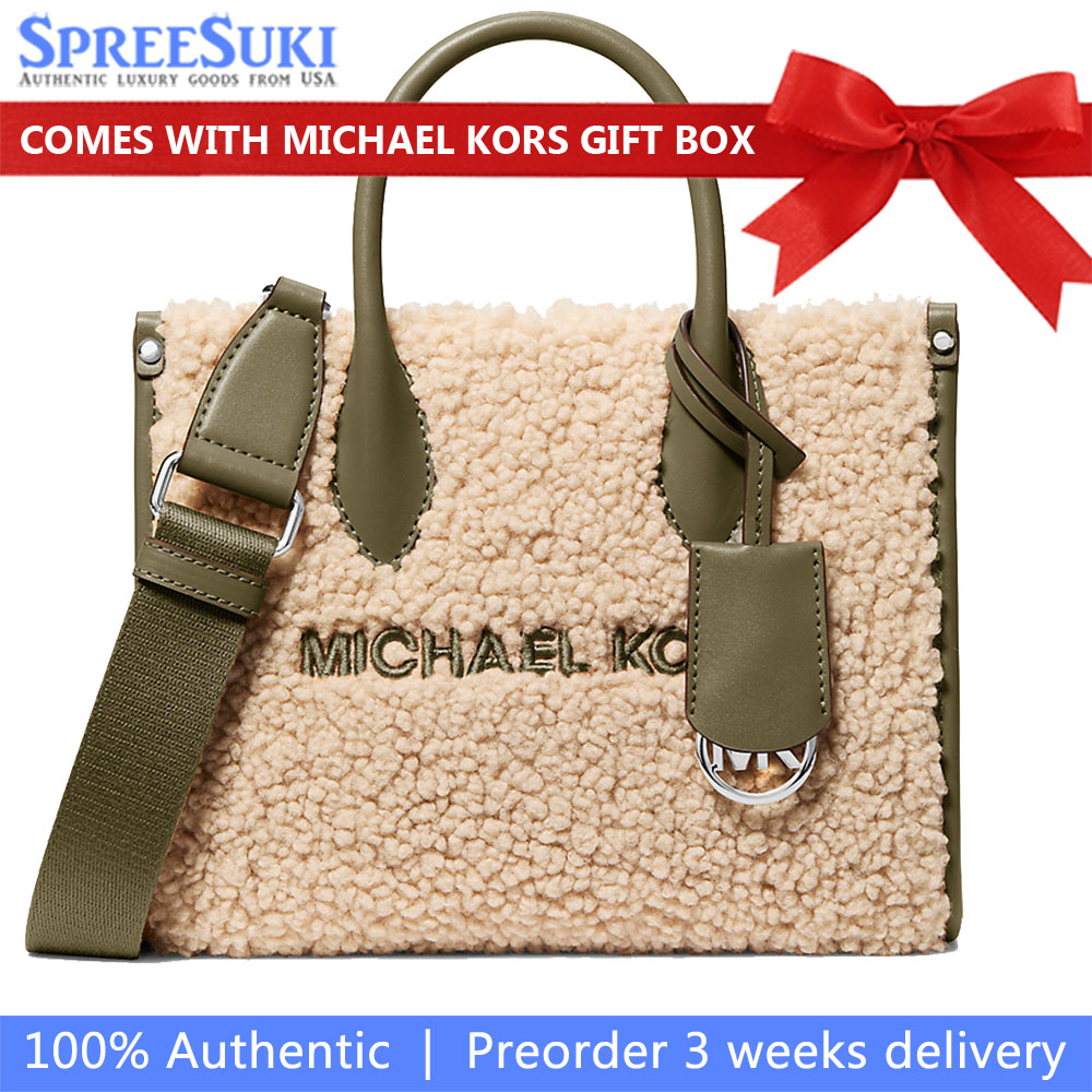 Michael Kors Mirella Small Faux Shearling Crossbody Bag Olive # 35F5S7ZC5U