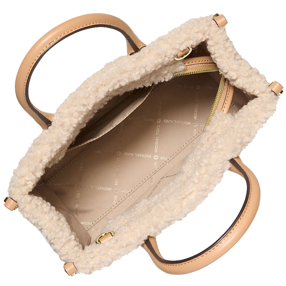 Michael Kors Mirella Small Faux Shearling Crossbody Bag Peanut # 35F5G7ZC5U