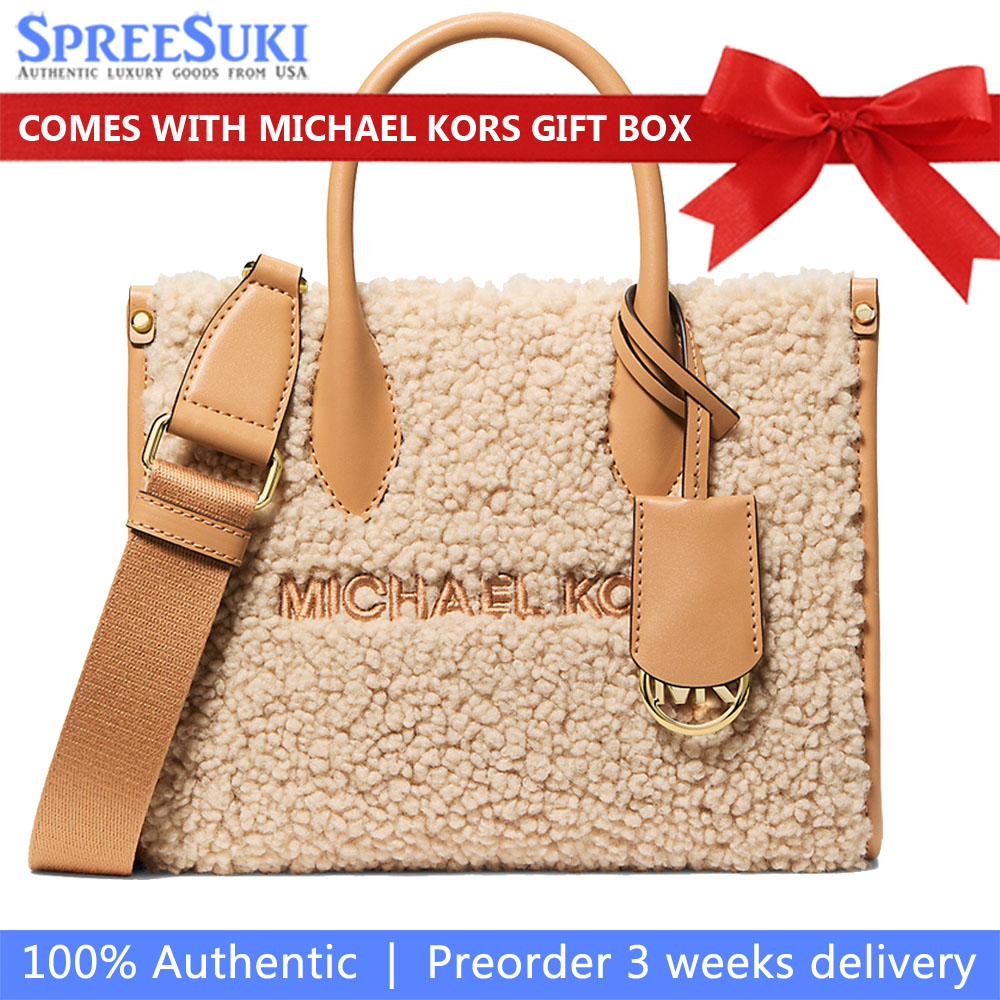 Michael Kors Mirella Small Faux Shearling Crossbody Bag Peanut # 35F5G7ZC5U